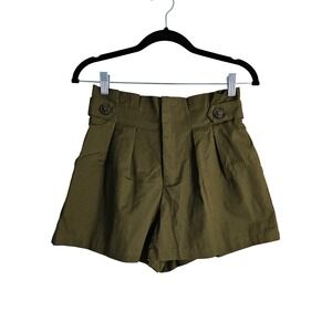 Forever 21 Womens Olive Green Pleated Utility Shorts Small Clean Girl Gorpcore